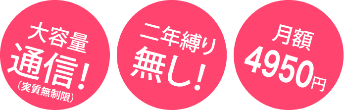 通信実質無制限・二年縛り 無し